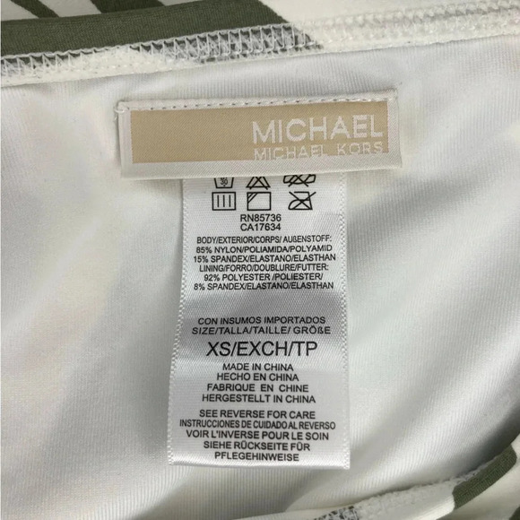 Michael Kors One  Shoulder Bikini | Green Zebra | Size XS - Picture 8 of 11